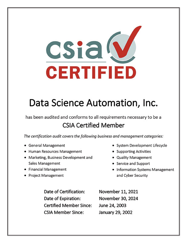 CSIA Certification CSIA Certification